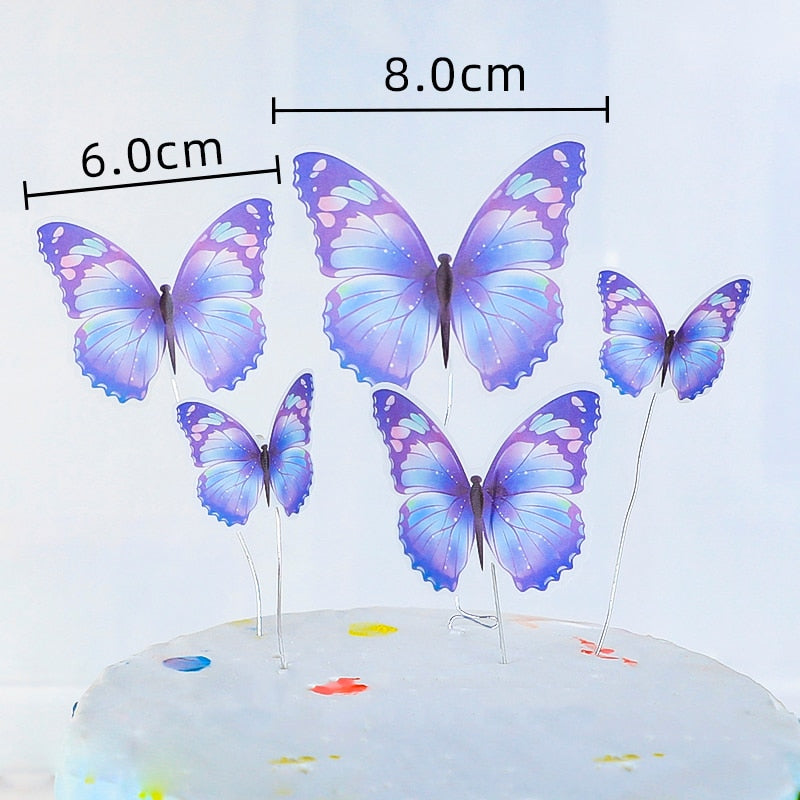 Happy Birthday Butterfly Theme Cake ToppersHandmade Painted Wedding Party Decoration Baking Supplies Gift 