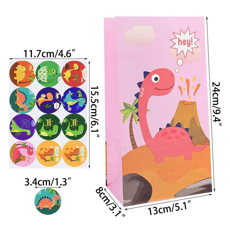 pcs Cute Dinosaur Packaging Bags Kids Birthday Party Gift Bag Paper Candy Favor Boxes Sticker Dino Decor 