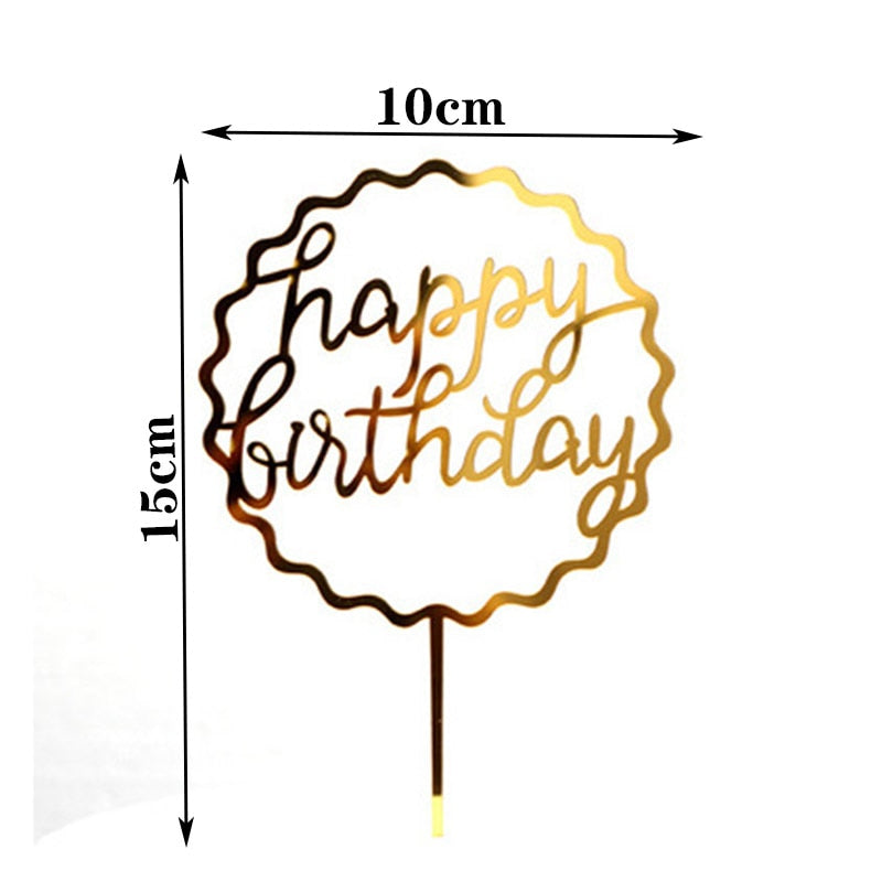 Happy Birthday Cake Topper Acrylic Letter Toppers Party Supplies Black Decorations Boy Designs 