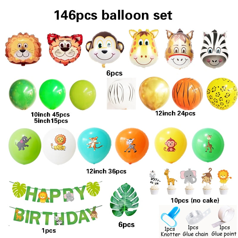 PC Wild Jungle Theme Party Supply Animal Balloon Garland Kit Baby Shower Birthday Forest Decorations Inflatable