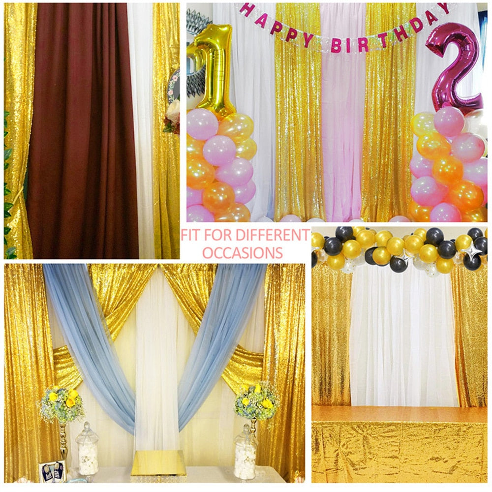 pcs ft Glitter Silver/Rose Gold Sequin Backdrop Party Wedding Photo Booth Background Decoration Curtain Drape Panel 