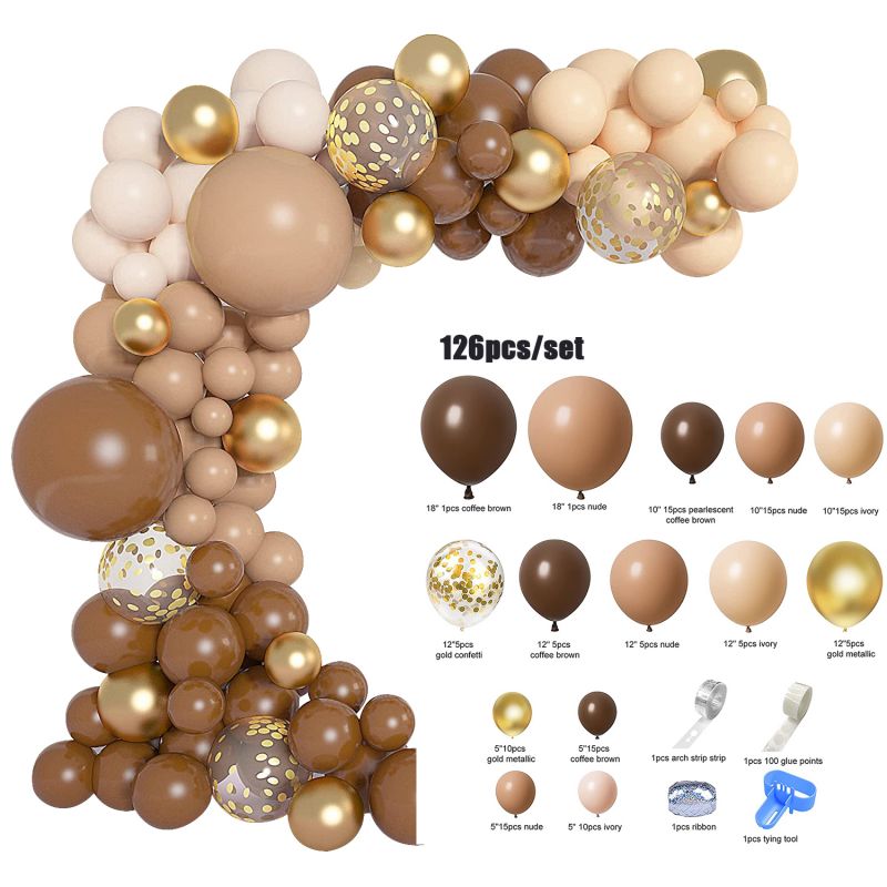 pcs Retro Brown Latex Balloon Garland Kit Confetti Arch Graduation Wedding Baby Shower Boys Girl Birthday Party Decor Inflatable Decorations