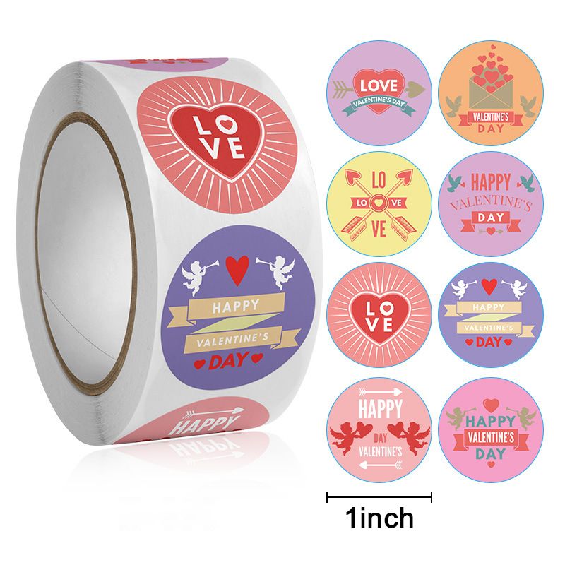 pcs Colorful Heart Paper Stickers Self-adhesive Sealing Wedding Party Valentine's Gifts Bag Packaging Supplies 