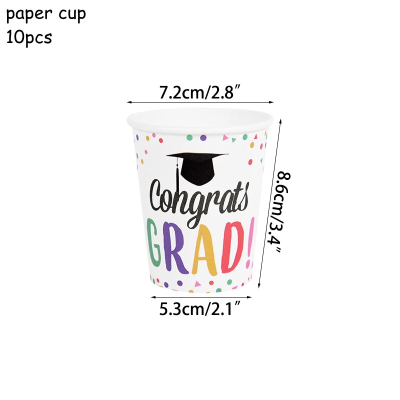 Graduation Party Disposable Tableware Congrats Grad Paper Plate Cup Napkin Set Class Supplies 