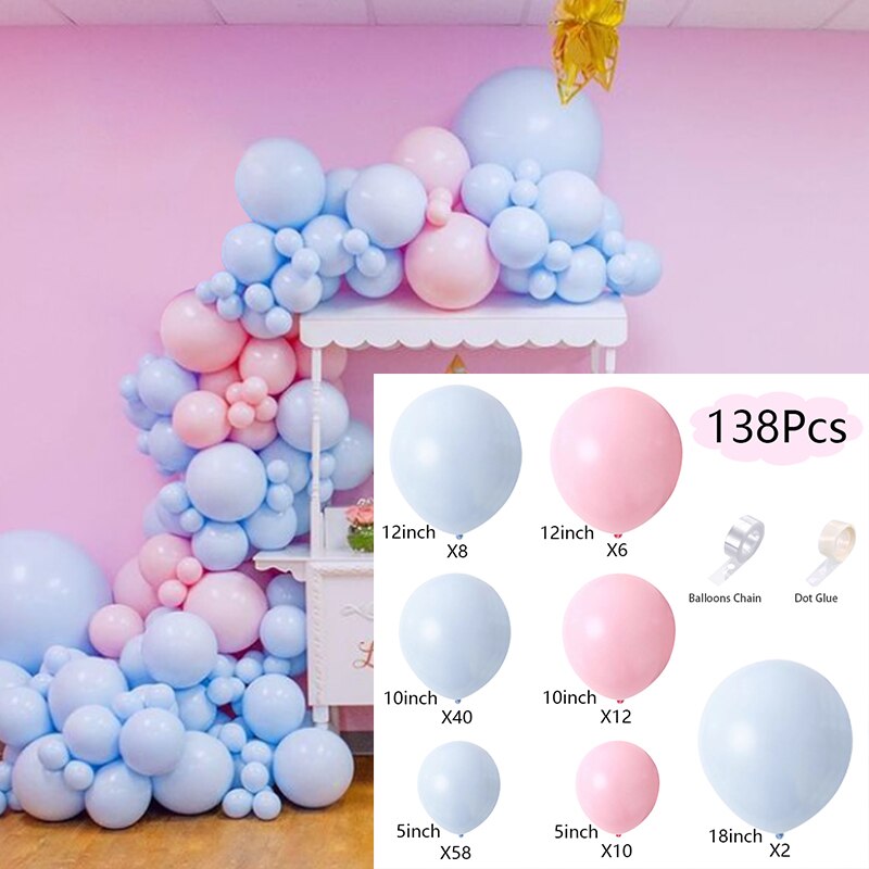 Pcs Birthday Party Balloon Arch Set Blue Pink Balloons Garland Baby Baptism Shower Wedding kit Decoration Inflatable Decorations