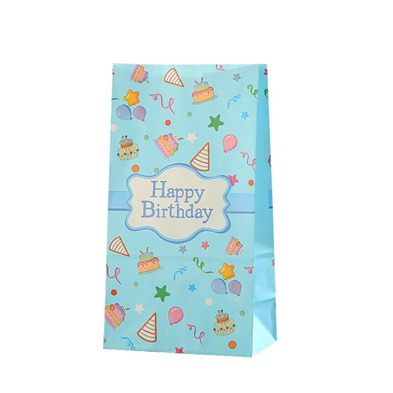 pcs Happy Birthday Gifts Bag Flower Pattern Kraft Paper Bags Candy Cake Packaging Boy Girl Anniversary Party Supplies 