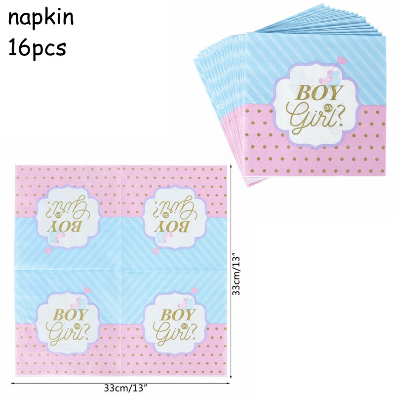 Gender Reveal Disposable Tableware Pink Blue Boy Girl Paper Plates Cups Napkins Baby Shower Party Table Decoration Supplies 