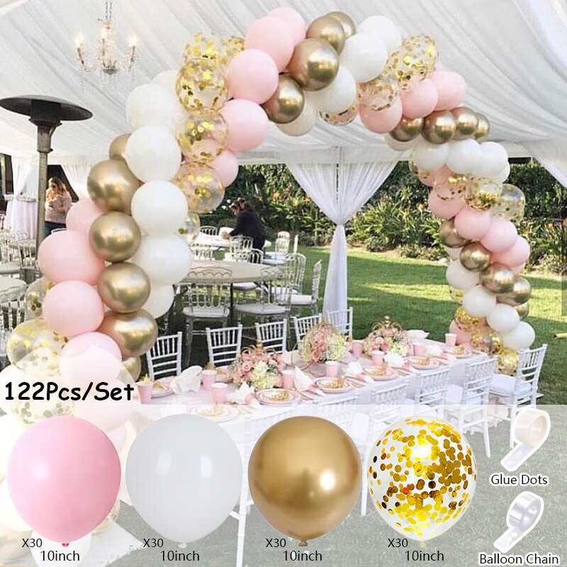 Balloons Arch Set White Pink Gold Balloon Garland Wedding Baby Baptism Shower Birthday Party Decoration Wholesale Inflatable Decorations