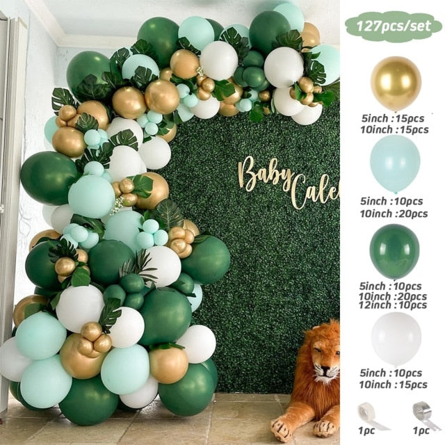 Green Macaron Metal Balloon Garland Arch Kit Wedding Birthday Party Decorations Confetti Latex Balloons Kids Baby Shower Inflatable