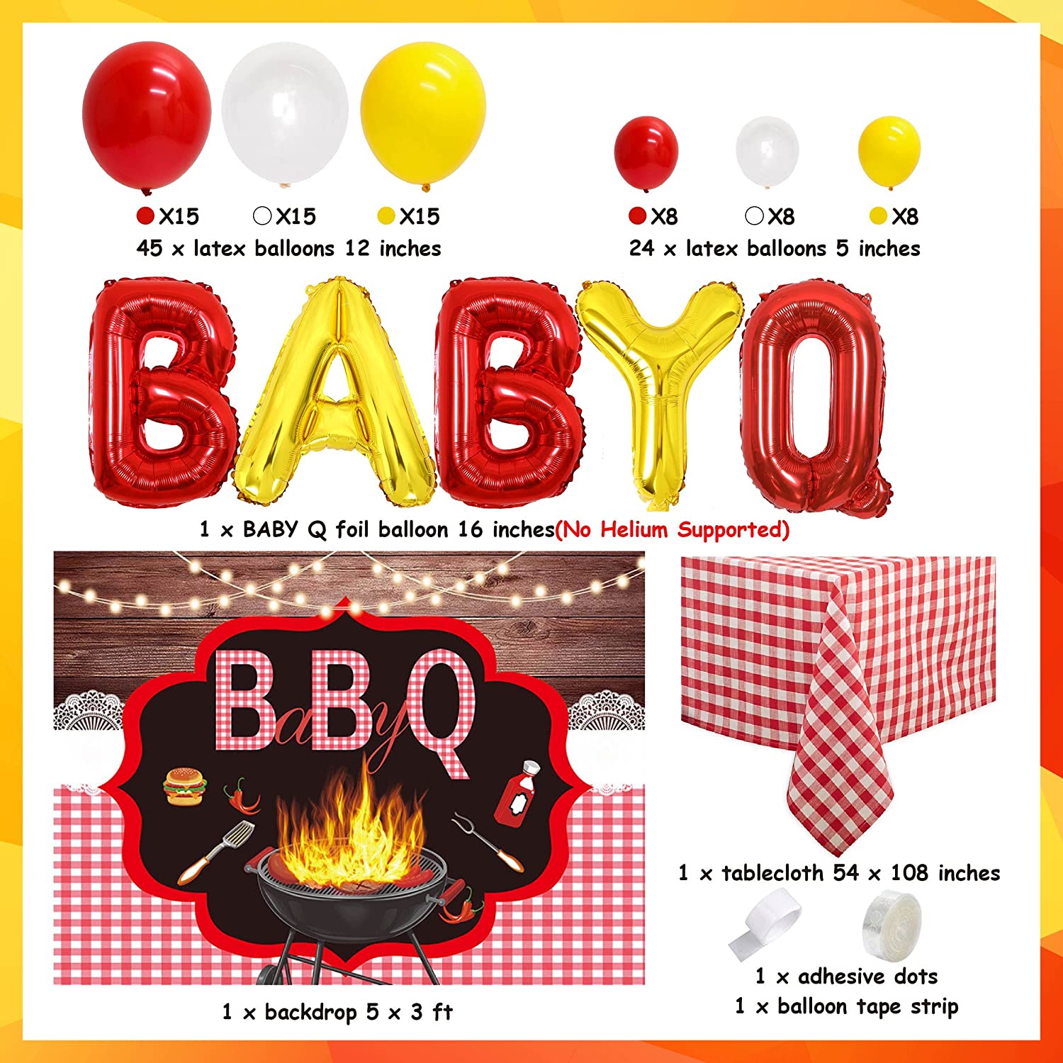 BBQ Baby Shower Decorations Balloon Garland Arch Kit Boy Girl Picnic Barbecue Gender Reveal Party Supplies 