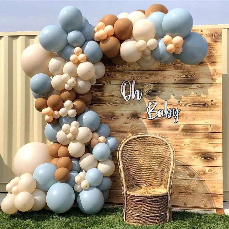 Macaron Blue Khaki Balloon Garland Arch Kit  for Baby Shower Birthday Wedding Anniversary Party Decoration Supplies PartyDecorHQ