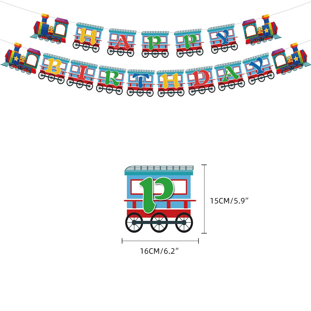 Train Birthday Party Decorations Balloon Set Happy Banner Traffic Sign Cake Toppers Supplies 