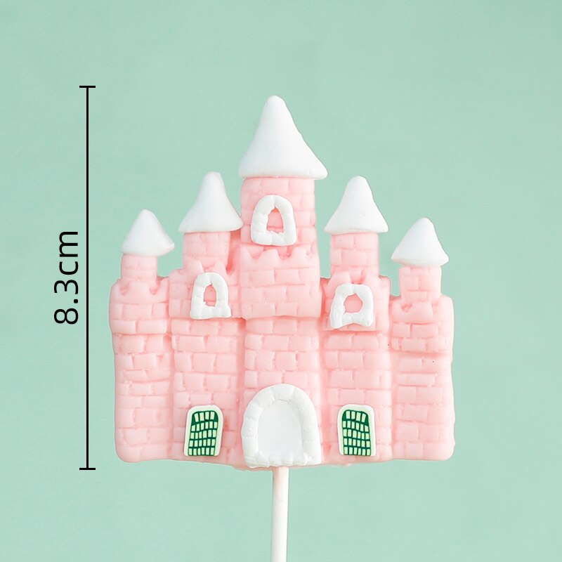 Girls Happy Birthday Baked Cake Decorated Rainbow Castle Girl Card Plug-in Pink Princess Doll Pendant Topper 