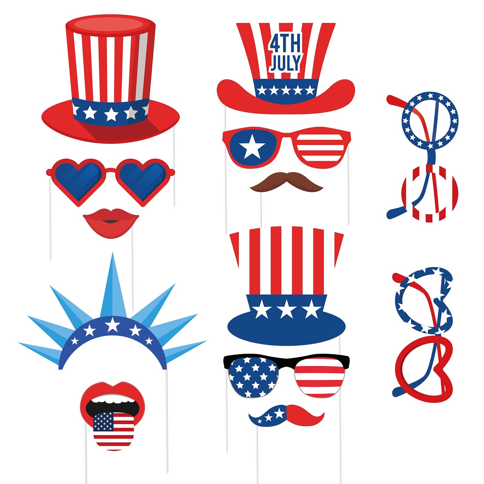 American Independence Day Photobooth Props Glasses Hats USA Photo Tool th July Festival Party Decoration Supplies 