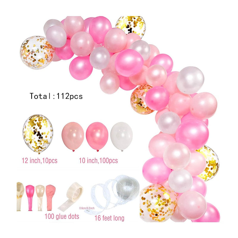 pcs Pink Macaron Metal Balloon Set Butterfly Balloons Garland Arche Birthday Party Decoration Wedding Decor Baby Shower 