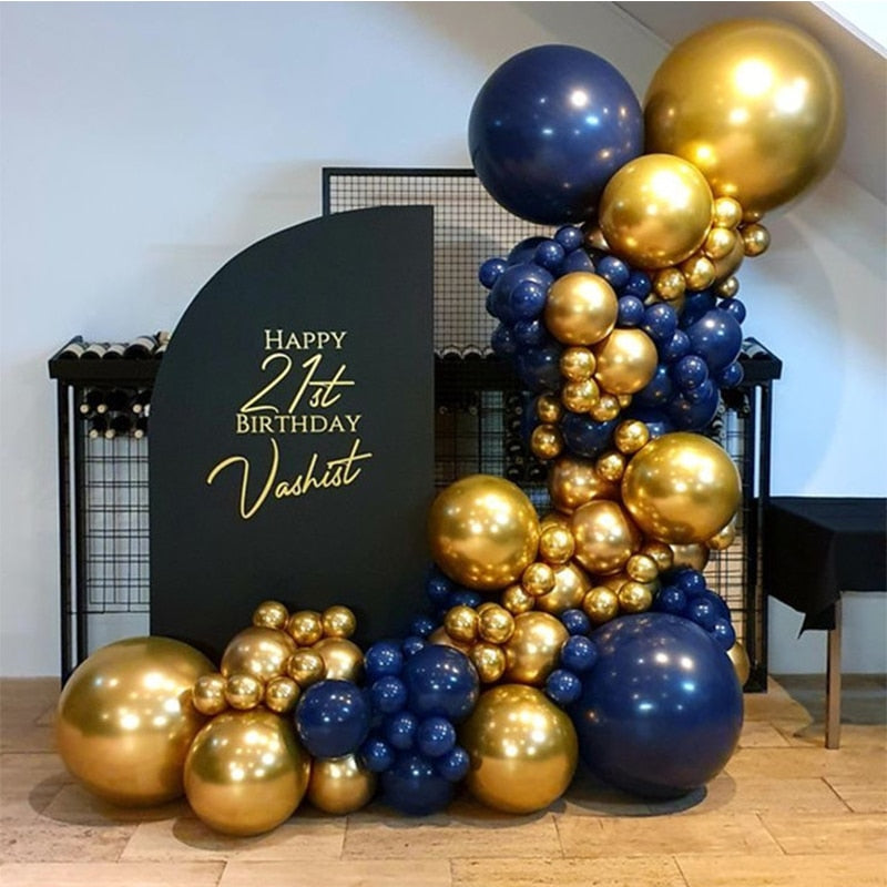 Navy Blue Balloons Arch Garland Kit Chrome Gold Ballons Baby Shower Wedding Graduation Happy Birthday Party Decorations Inflatable