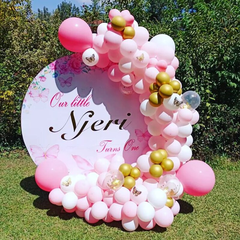 Balloons Arch Set Pink White Gold Sequins Balloon Garland Birthday Baby Baptism Shower Wedding Party Decoration Inflatable Decorations