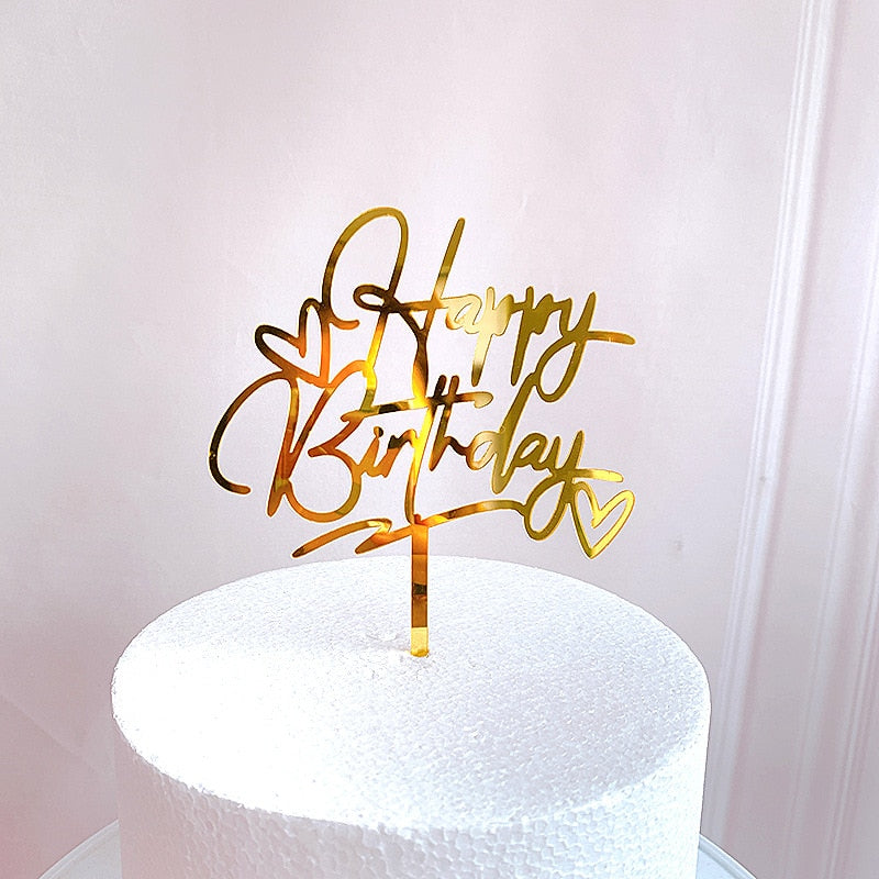 Happy Birthday Cake Topper Acrylic Letter Toppers Party Supplies Black Decorations Boy Designs 