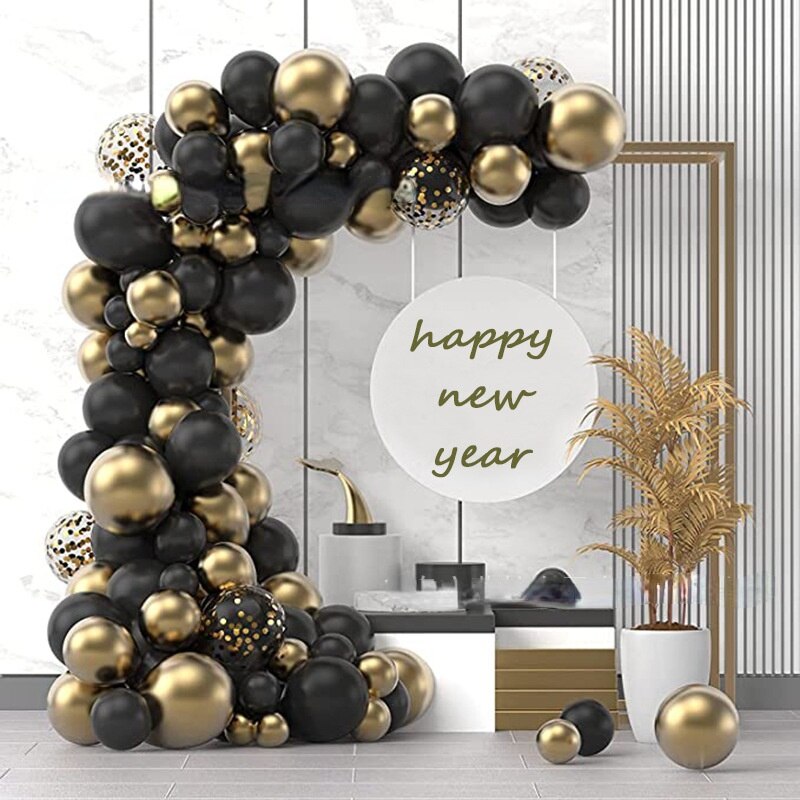 Black Gold Balloon Garland Arch Kit Background party Decoration Birthday Weeding Graduation New Year Party Supplies Inflatable Decorations