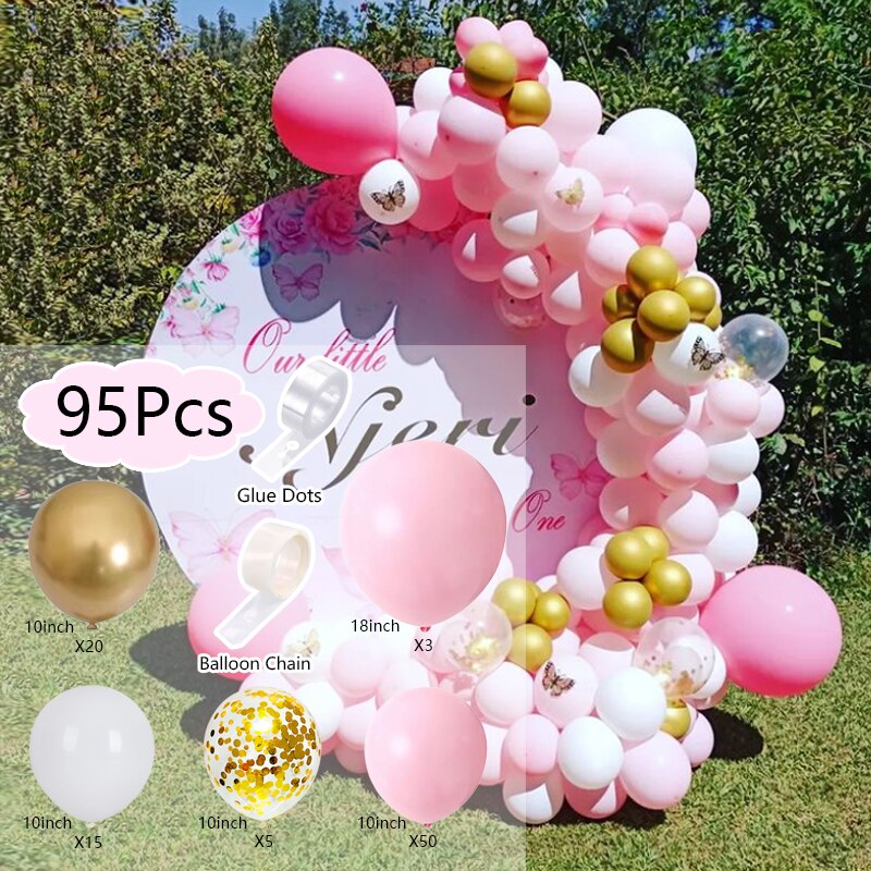 Balloons Arch Set Pink White Gold Sequins Balloon Garland Birthday Baby Baptism Shower Wedding Party Decoration Inflatable Decorations