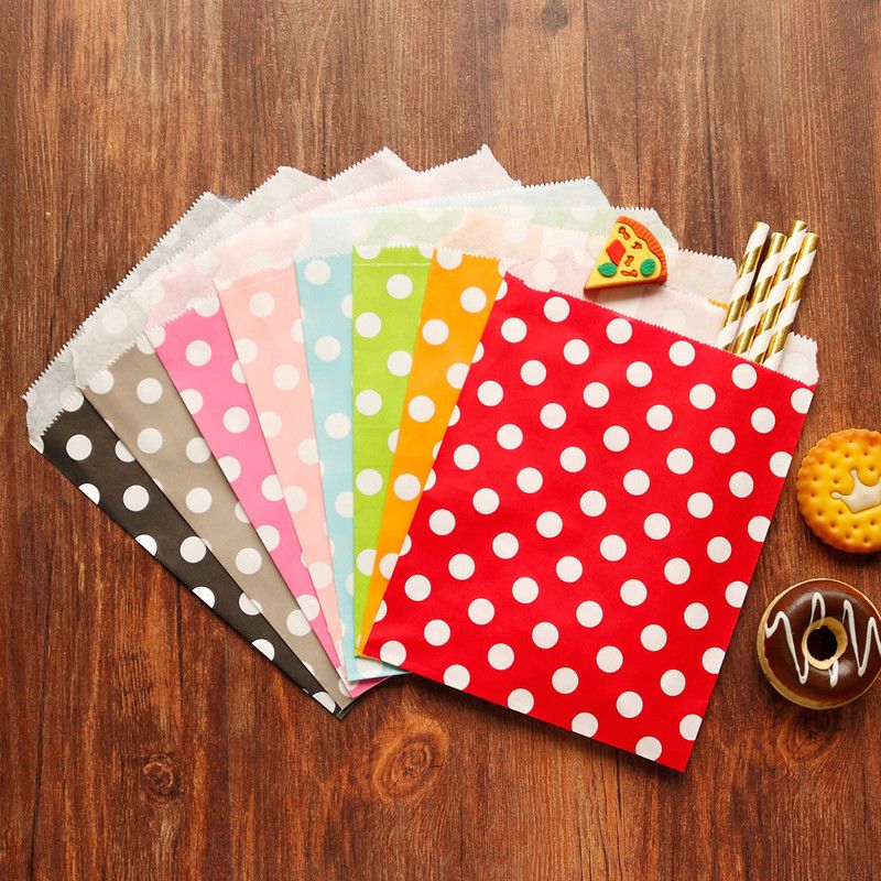 pcs Retro Gifts Bags Dot Wave Pattern Paper Wrap Bag Candy Cookie Packaging Wedding Birthday Decoration Baby Shower Supplies 