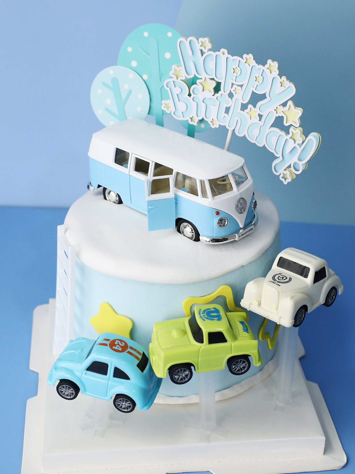 Saloon Car Bus Cake Decoration Cartoon Kids Happy Birthday Party Decorating Supplies Baby Shower Wedding Topper 