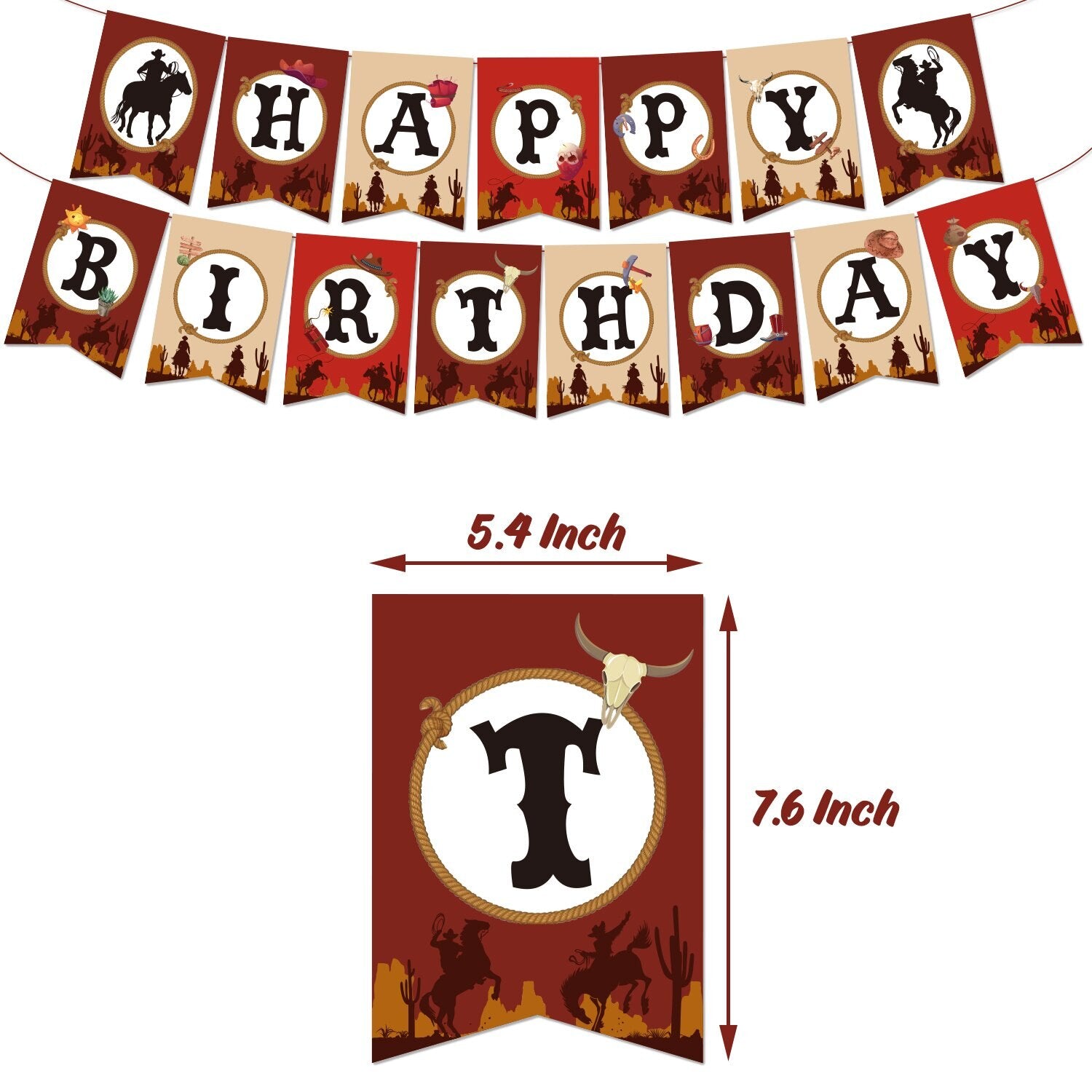 Western Cowboy Themed Birthday Party Decoration Balloons Set Horse Pattern Banner Cake Topper Spiral Party Supplies PartyDecorHQ