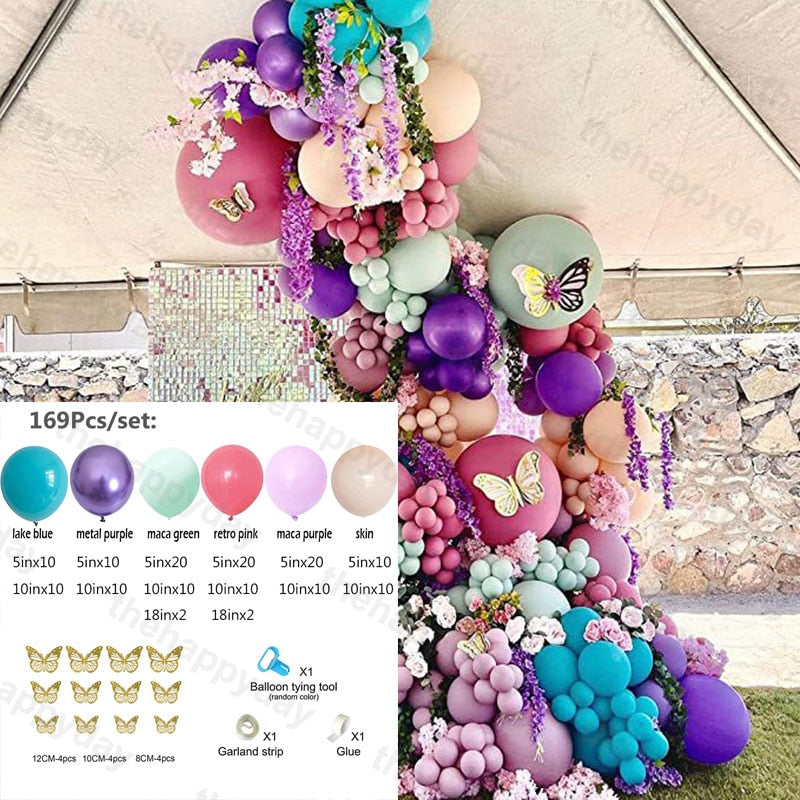 Pcs Pink Purple Blue Green Macaron Balloons Garland Gold Butterfly Balloon Arch Holllow Butterflies Birthday Party Decor Inflatable Decorations