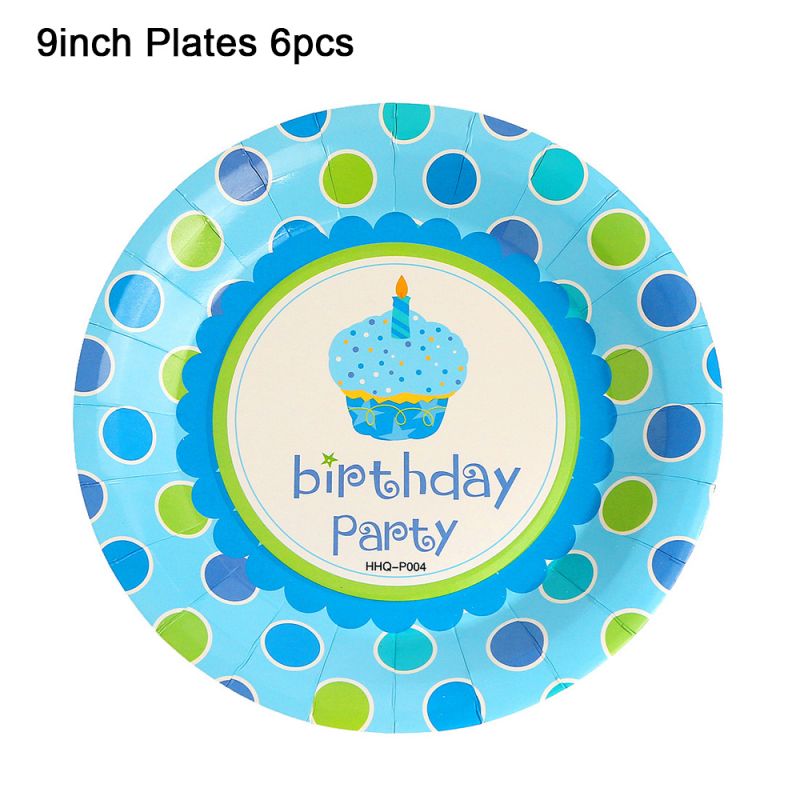 Birthday Party Disposable Tableware Kit Blue Paper Plate Napkin Cups Boy Anniversary Decoration Baby Shower Gifts 