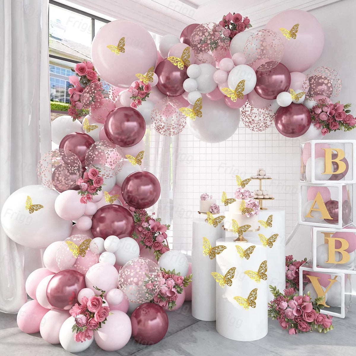 Macaron Pink Balloon Garland Arch Kit Wedding Birthday Party Decoration Kids Globos Gold Confetti Latex Ballon Baby Shower Girl Inflatable Decorations