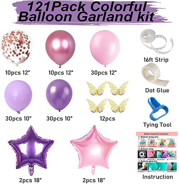 Butterfly Theme Party Decoration Pink Confetti Balloon Kit Sticker Girl Birthday Baby Shower Wedding Supplies 