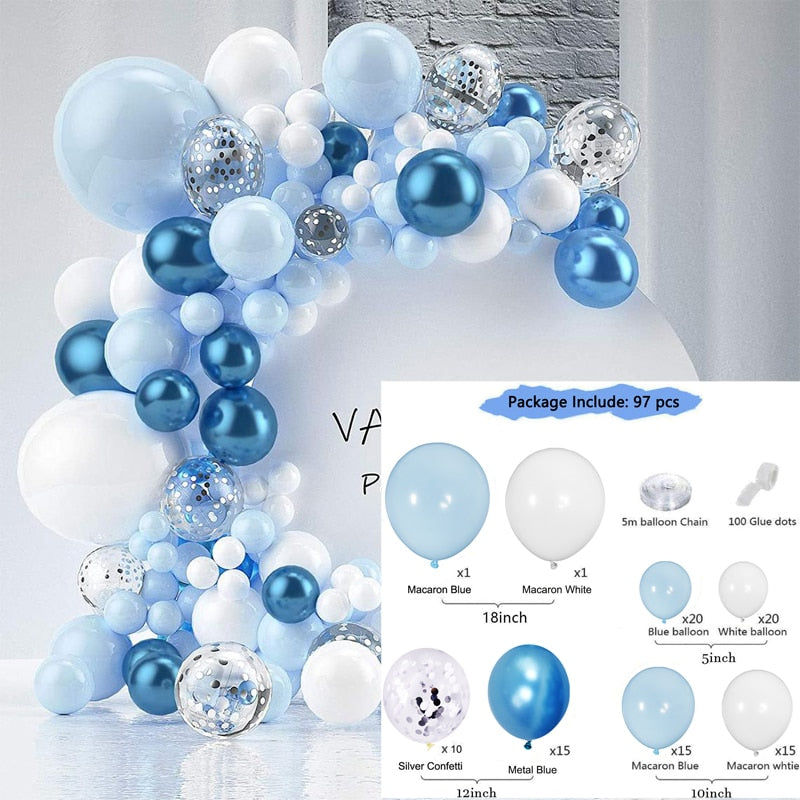 Macaron White Pink Blue Gold Balloon Arch Kit Wedding Birthday Boy Girl Baby Shower DIY Party Decoration Garland Inflatable Decorations