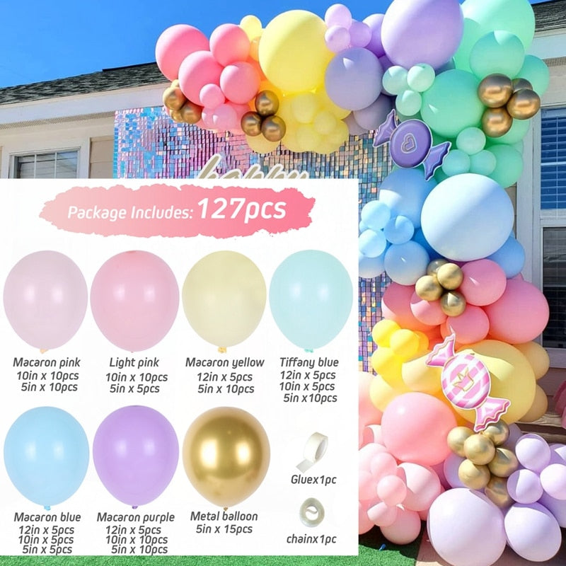 Blue Macaron Balloon Garland Arch Kit Birthday Party Decor Foil Latex Ballon Wedding Baby Shower Kids Baloon Inflatable Decorations