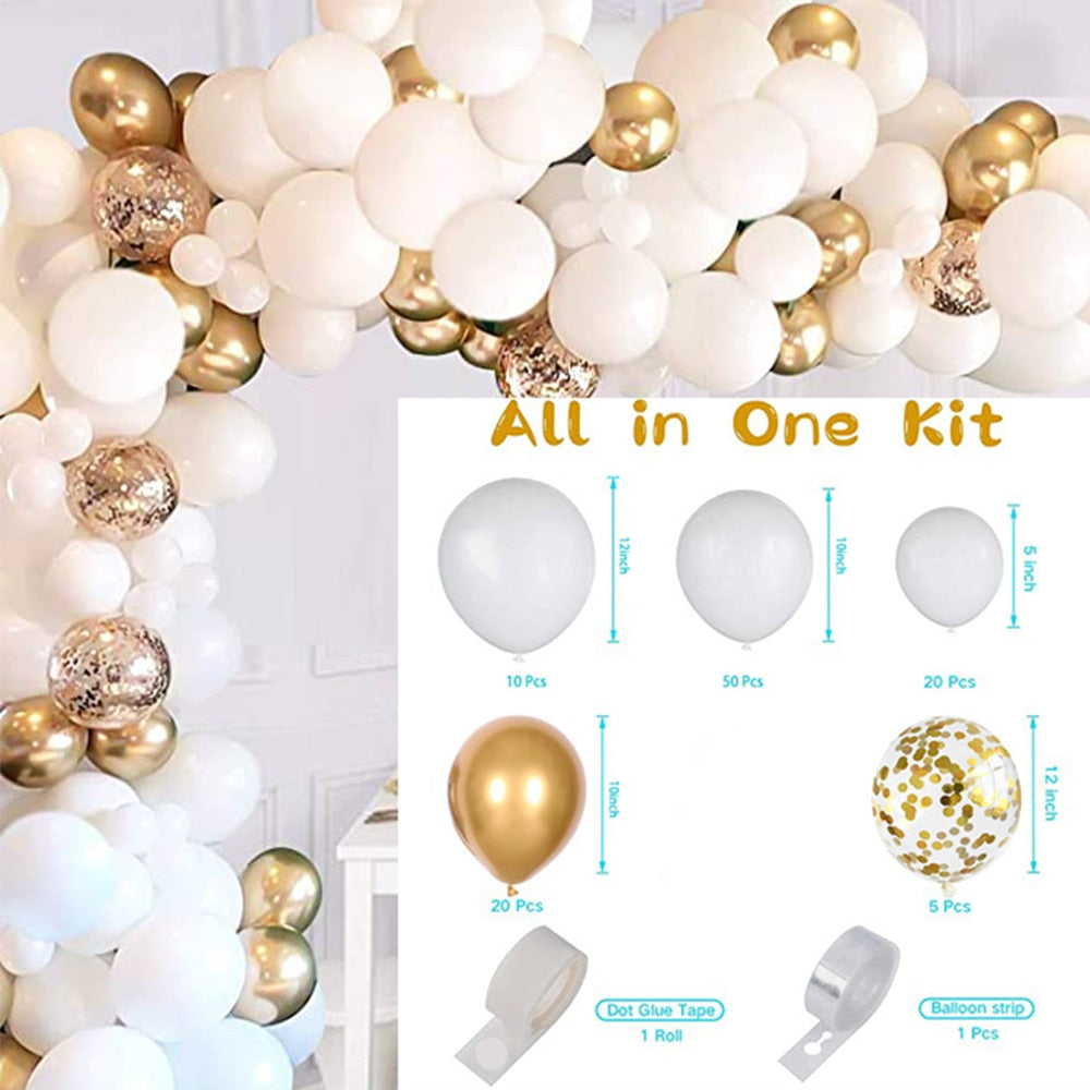 pcs White Metal Gold Latex Balloons Garland Arch Kit Wedding Birthday Party Decorations Baby Shower Decoration Globos Inflatable