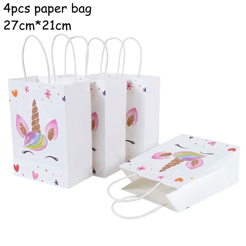 Unicorn Theme Party Paper Gift Bags Popcorn Cookie Candy Bag Box Kids Birthday Decoration Wedding Baby Shower Supplies 