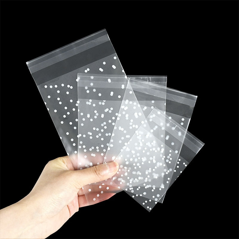 pcs Transparent Dot Candy Bags Plastic Clear Food Cookie Gift Self Adhesive Pouch Wedding Birthday Packaging Bag 