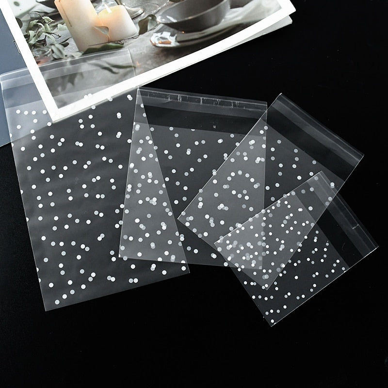 pcs Transparent Dot Candy Bags Plastic Clear Food Cookie Gift Self Adhesive Pouch Wedding Birthday Packaging Bag 