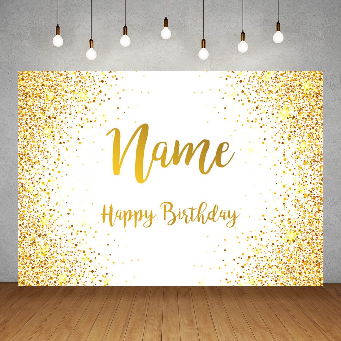 Birthday Black Golden Glitter Custom Name Photography Backgrounds Vinyl Backdrop Children Party Banner Anniversary Photocall 