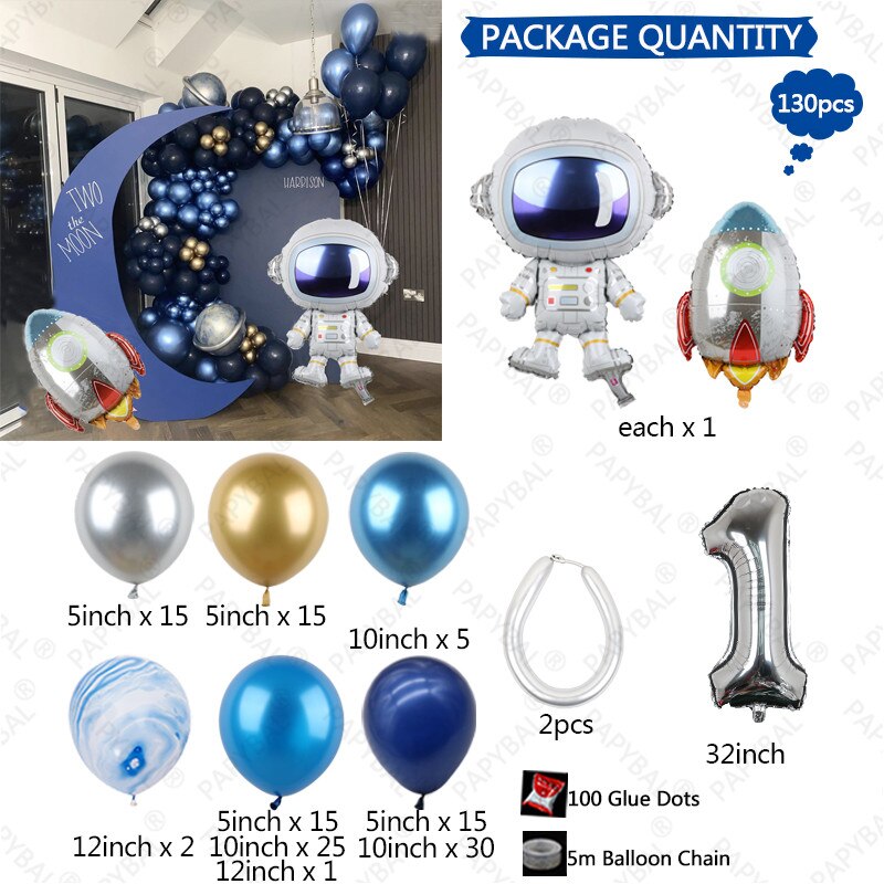 pcs Universe Outer Space Astronaut Rocket Galaxy Theme Latex Foil Balloons Garland Arch Kit Boy Birthday Party Decors Globos Inflatable Decorations