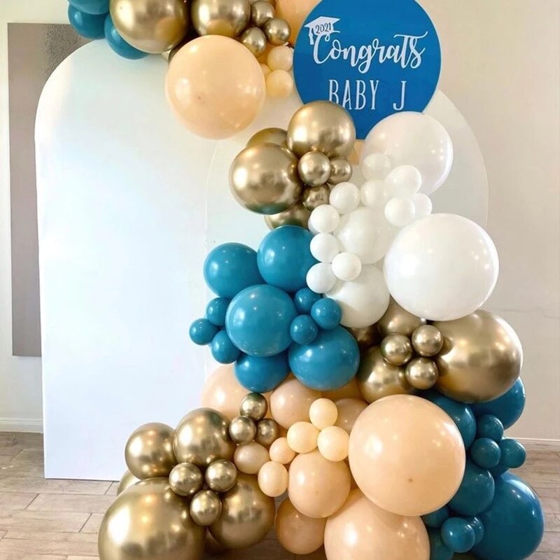 Navy Blue Balloons Arch Garland Kit Chrome Gold Ballons Baby Shower Wedding Graduation Happy Birthday Party Decorations Inflatable