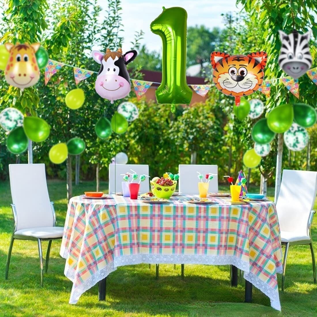 Jungle Animals Party Decoration Tiger Cow Zebra Number Foil Balloons Set Boys Birthday Baby Shower Supplies 