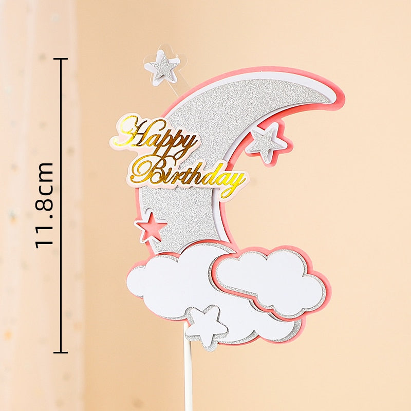 Angel Wing Girl Cake Topper Happy Birthday Decoration Rainbow Wedding Cupcake Toppers Baby Shower Party Favors Baking Accessorie 