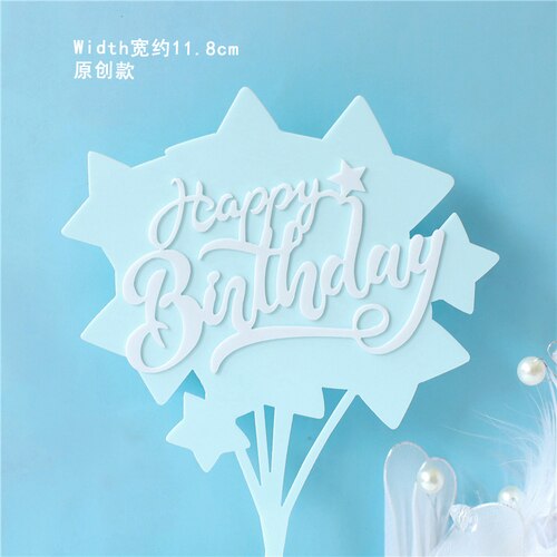 New Acrylic Diamond Happy Birthday Cake Topper Dessert Decoration Party Baby Shower Gift 