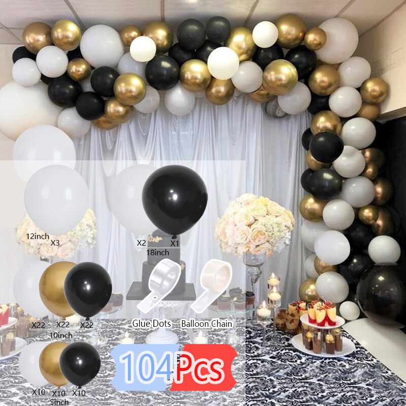 Balloon Arch Set Black Gold Pink Sequins Balloons Garland Aldult Baby Baptism Shower Birthday Decoration Party Inflatable Decorations