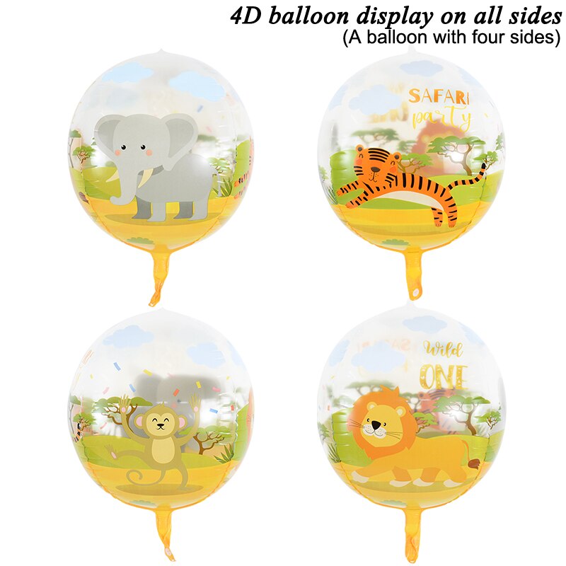 inch Animals Balloons Jungle Animal Lion Cow Zebra Dinosaur Balloon Safari Theme Birthday Party Baby Shower Decorations 