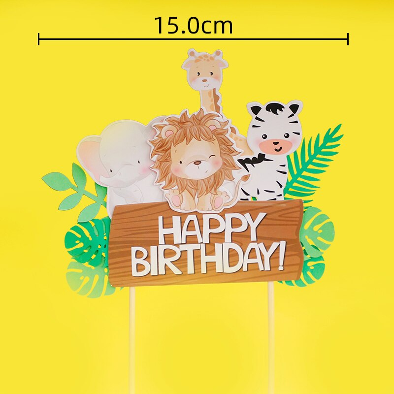 Lovely Animal Cake Topper Safari Jungle Wild Forest Tiger Lion Animals Figures Woodland Cupcake Toppers Decoration Birthda 