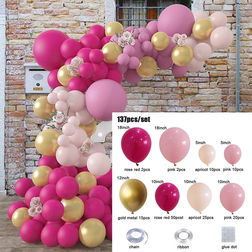 pcs Wedding Balloon Arch Garland Kit Pink Gold Baloon Birthday Party Decoration Anniversary Baby Shower Background Globos Inflatable Decorations