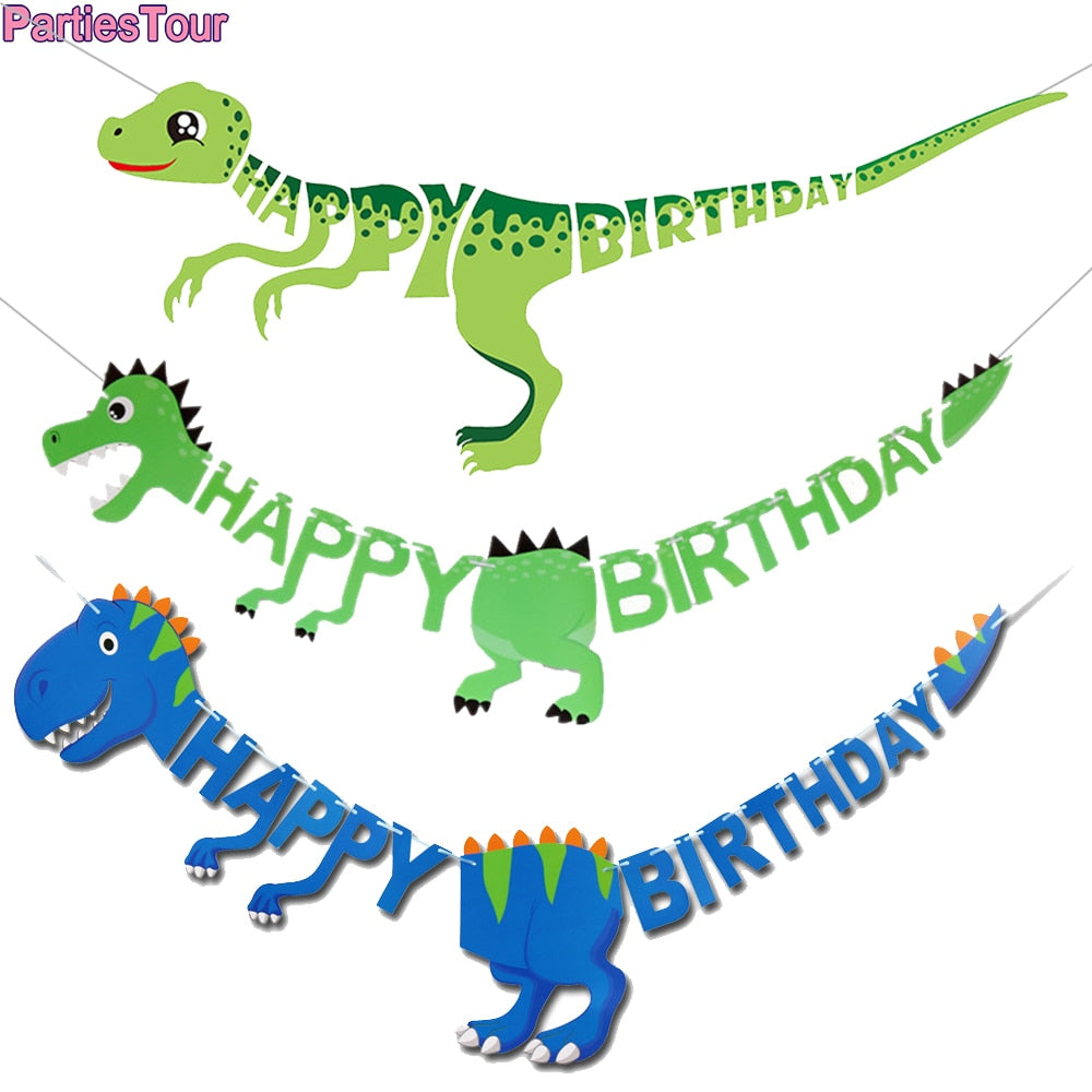 Dinosaur themed Banner meter Dino shape Jungle Safari Party Baby Shower Kids Boys Birthday Decoration 