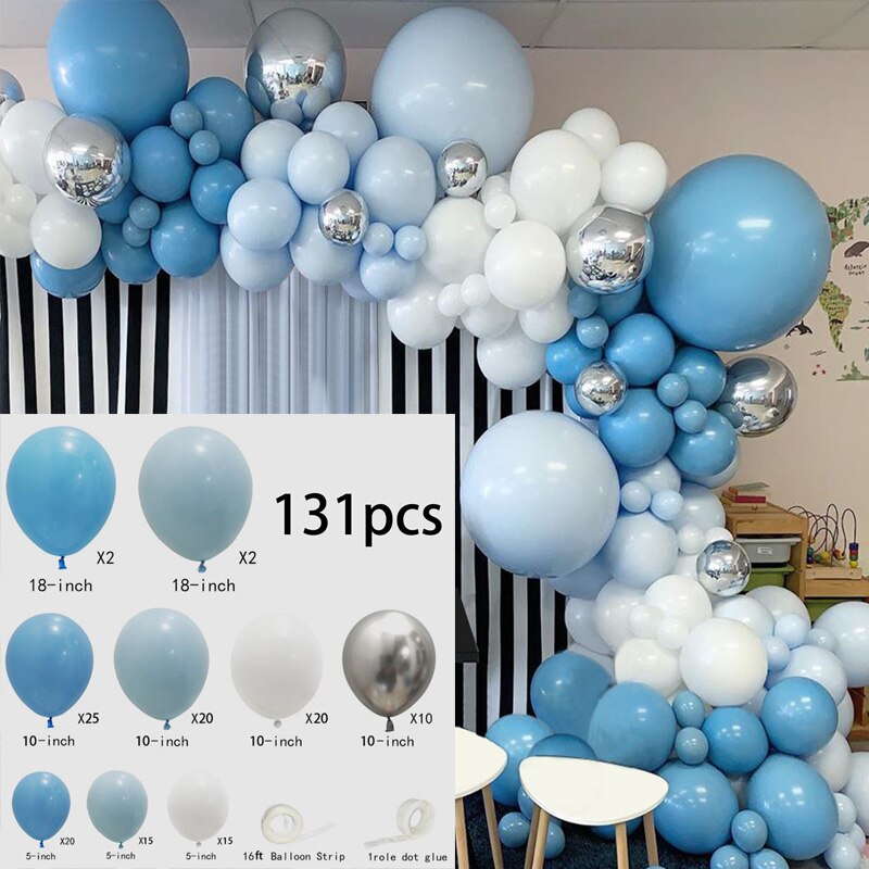 pcs White Blue Macaron Balloon Garland Arch Kit Wedding Birthday Party DIY Decoration Globos Latex Balloons Boy Baby Shower Inflatable Decorations