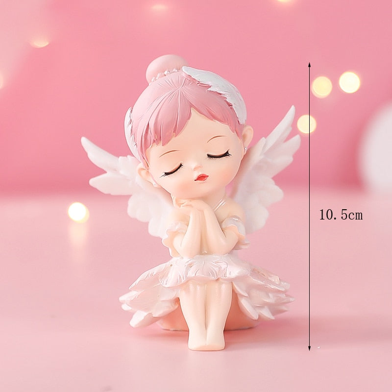 Angel Wing Girl Cake Topper Happy Birthday Decoration Rainbow Wedding Cupcake Toppers Baby Shower Party Favors Baking Accessorie 